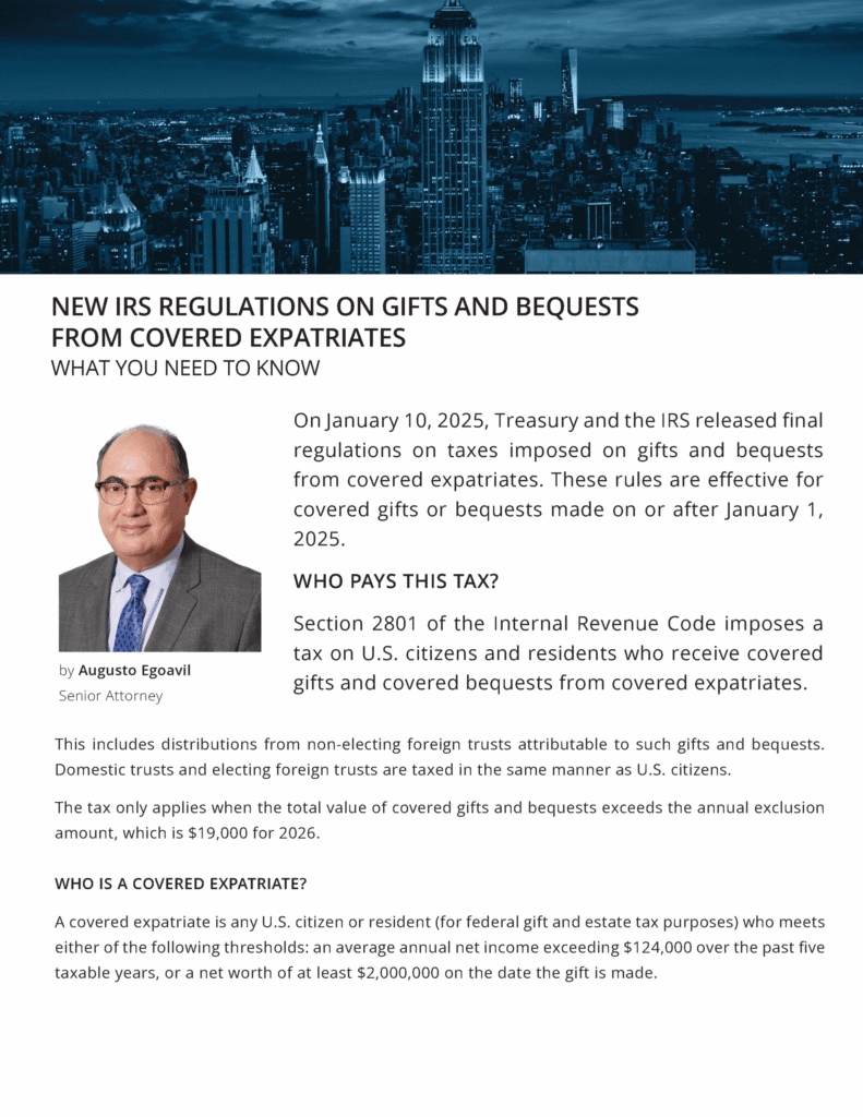 New IRS Regulations On Gifts And Bequests From Covered Expatriates